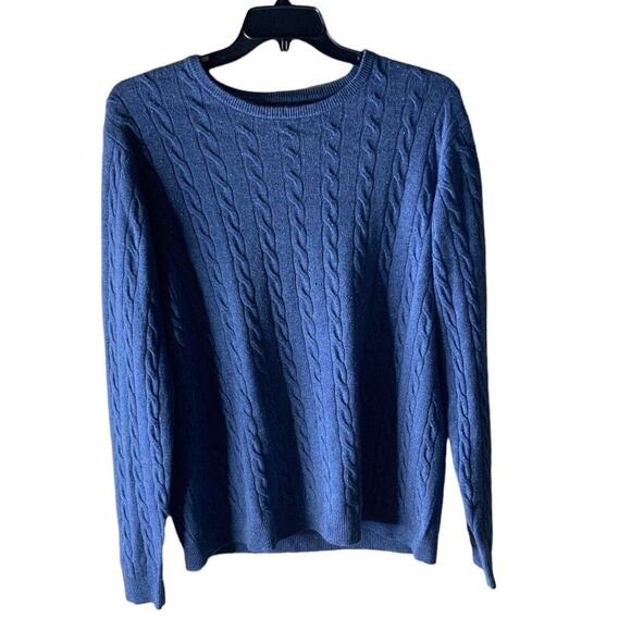 Nordstrom 100% Cashmere Sweater Men's Size XL Long Sleeves Crew Neck Cable Knit - Picture 1 of 5